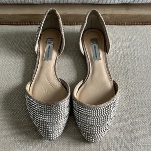 Rhinestone Embellished Canvas Flats